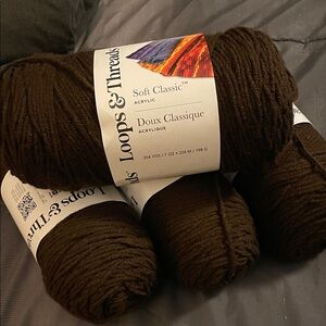 Loops & Threads Soft Classic Dark chocolate Yarn 4- 7oz skeins